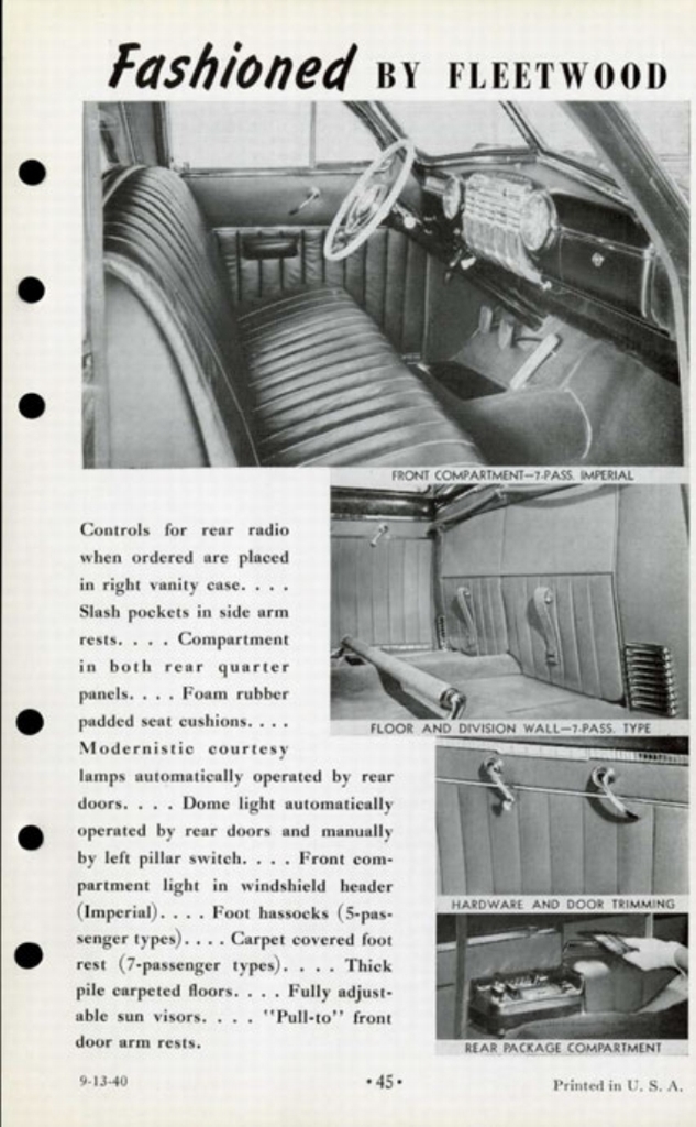 1941 Cadillac Salesmans Data Book Page 33